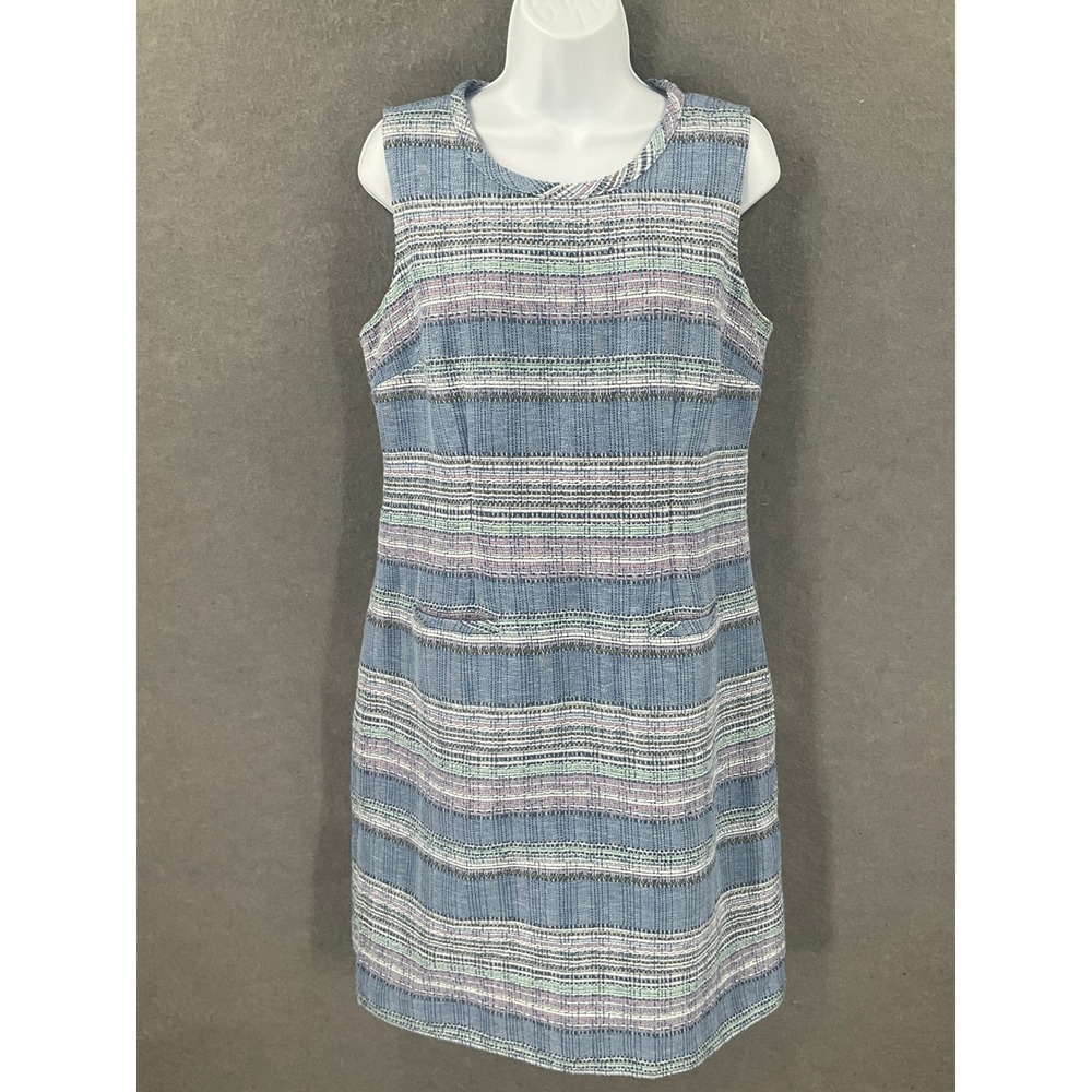 Talbots Women's Blue Multi Tweed‎ Sleeveless Sheath Dress Size 8 Career